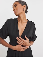 JD Williams Black Collar Detail Smock Midi Dress - Image 1 of 4