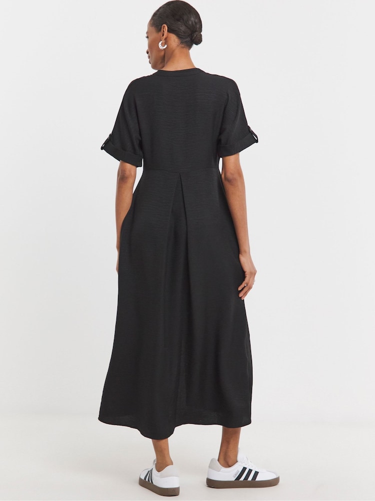 JD Williams Black Collar Detail Smock Midi Dress - Image 2 of 4
