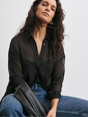 JD Williams Oversized Chiffon Black Shirt With Cami - Image 1 of 4