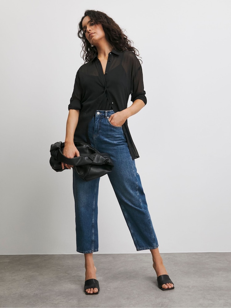 JD Williams Oversized Chiffon Black Shirt With Cami - Image 2 of 4