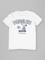 All + Every White Mens 100% Cotton Peanuts Snoopy On The Ball Football T-Shirt - Image 3 of 4