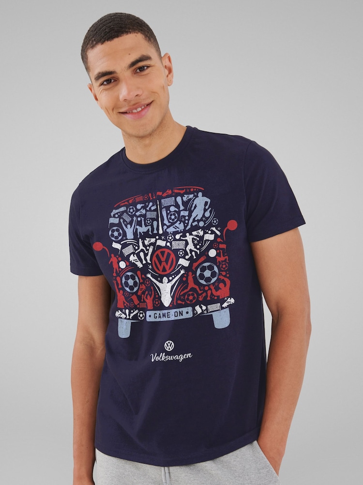 All + Every Blue Mens 100% Cotton Volkswagen Football Camper Game On T-Shirt - Image 2 of 4
