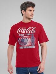 All + Every Red Mens 100% Cotton Coca Cola Half Time Refreshment Football T-Shirt - Image 2 of 4