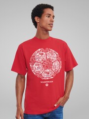 All + Every Red Mens 100% Cotton Volkswagen Football Campervans And Cars T-Shirt - Image 1 of 4