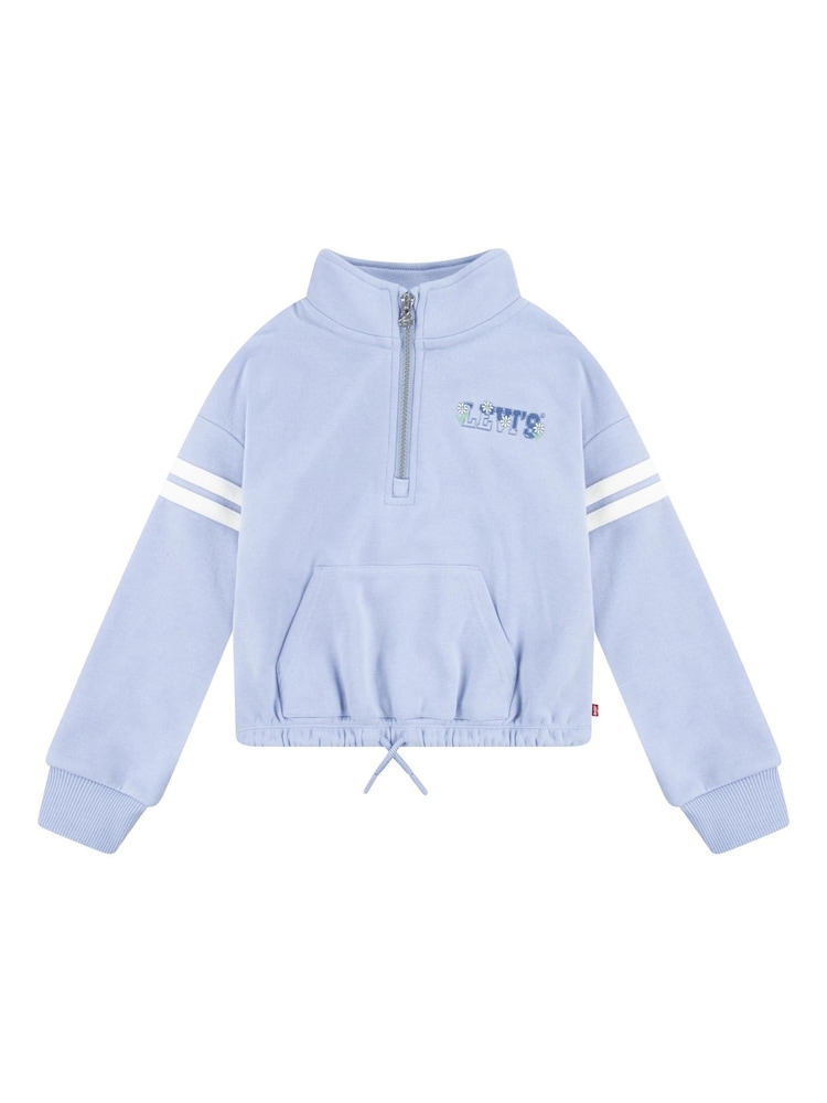 Levi's® Purple Cropped Quauter Zip Sweater With Sports Tipping Detail - Image 1 of 6