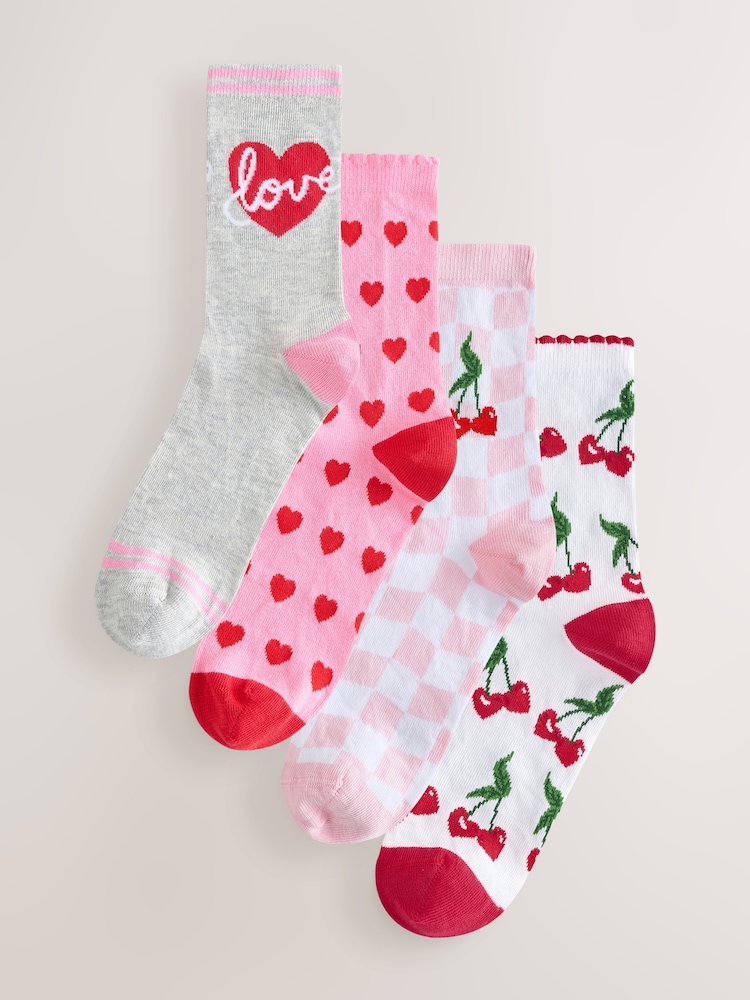 Bath & Body Works Pink Cherry Socks 4 Pack - Image 1 of 10