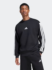 adidas Black Essentials 3-Stripes Fleece Sweatshirt - Image 1 of 6