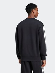 adidas Black Essentials 3-Stripes Fleece Sweatshirt - Image 2 of 6