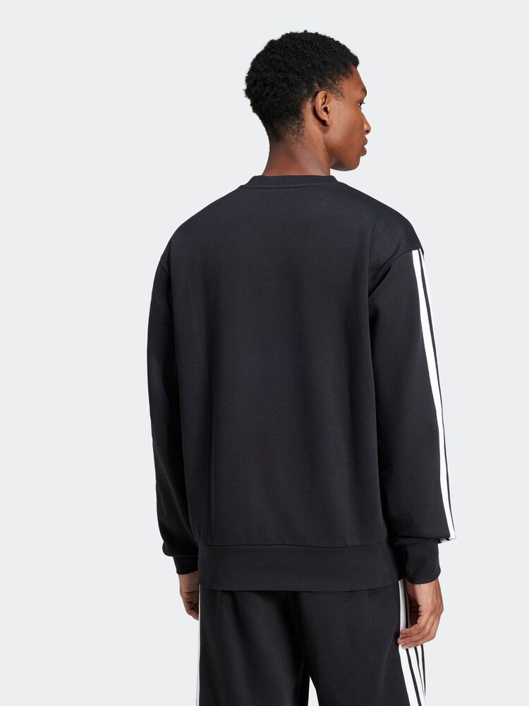 adidas Black Essentials 3-Stripes Fleece Sweatshirt - Image 2 of 6