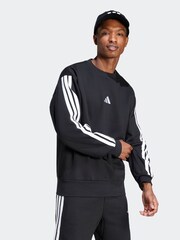 adidas Black Essentials 3-Stripes Fleece Sweatshirt - Image 3 of 6