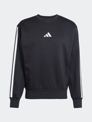 adidas Black Essentials 3-Stripes Fleece Sweatshirt - Image 6 of 6