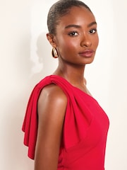 Lipsy Red Petite One Shoulder Bow Detail Maxi Dress - Image 2 of 4