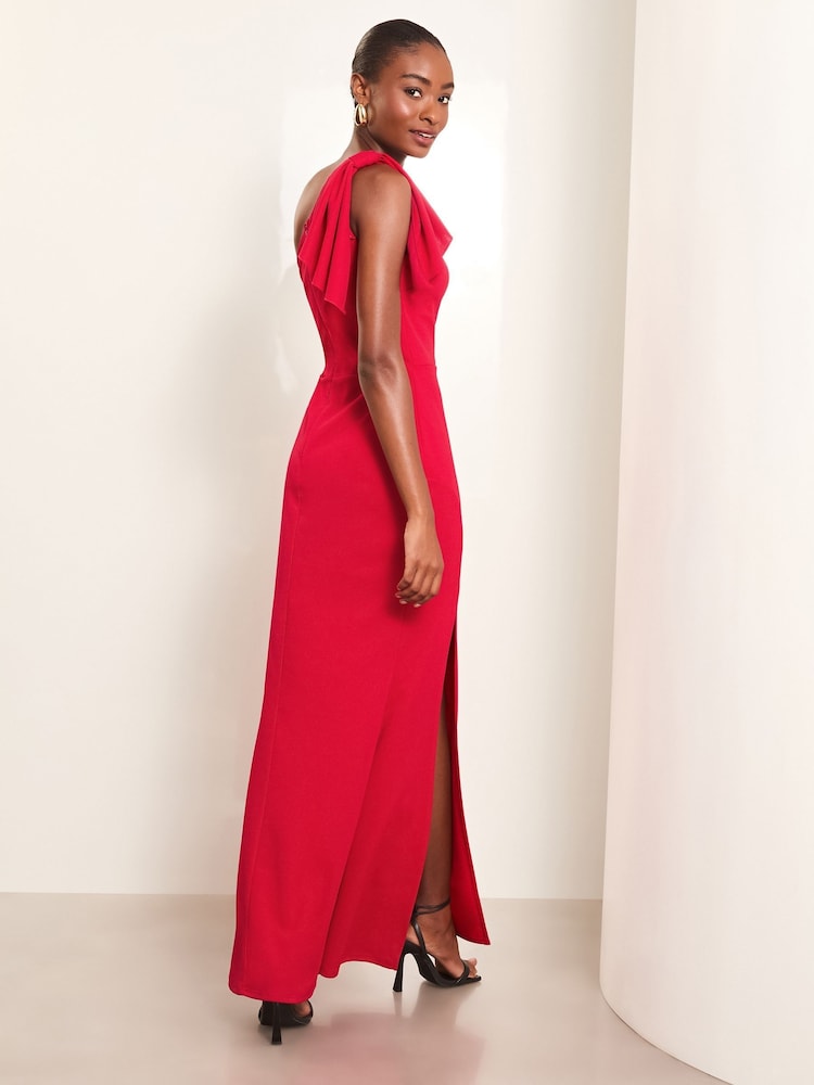Lipsy Red Petite One Shoulder Bow Detail Maxi Dress - Image 4 of 4 Lipsy Red Petite One Shoulder Bow Detail Maxi Dress - Image 4 of 4