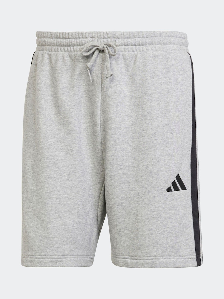 adidas Grey Essential 3-Stripes French Terry Shorts - Image 5 of 5