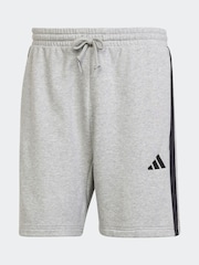 adidas Grey Essential 3-Stripes French Terry Shorts - Image 6 of 10