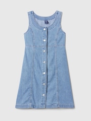 Gap Blue Button Sleeveless Denim Dress (4-13yrs) - Image 3 of 4
