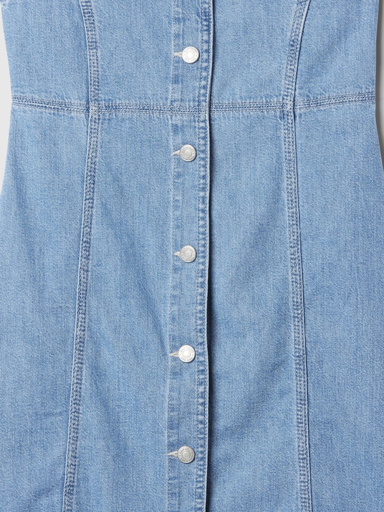 Gap Blue Button Sleeveless Denim Dress (4-13yrs) - Image 4 of 4 Gap Blue Button Sleeveless Denim Dress (4-13yrs) - Image 4 of 4