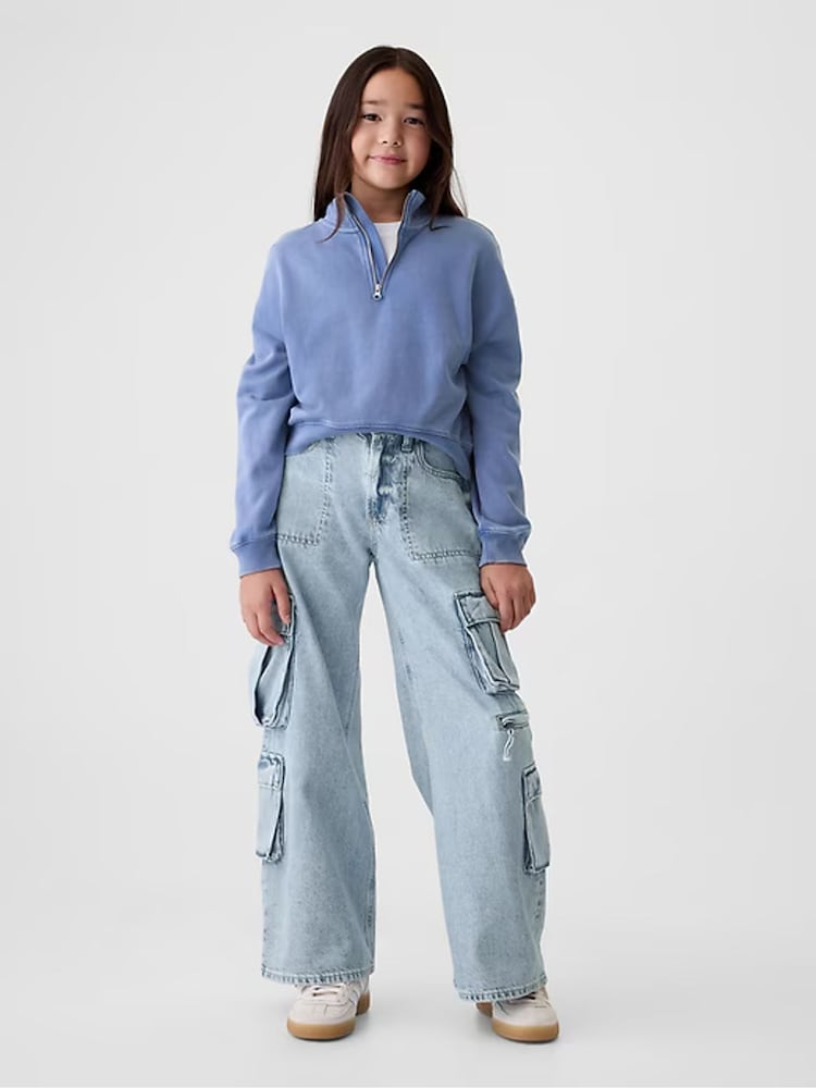 Gap Blue Mid Rise Double Cargo Baggy Jeans (5-13yrs) - Image 1 of 7