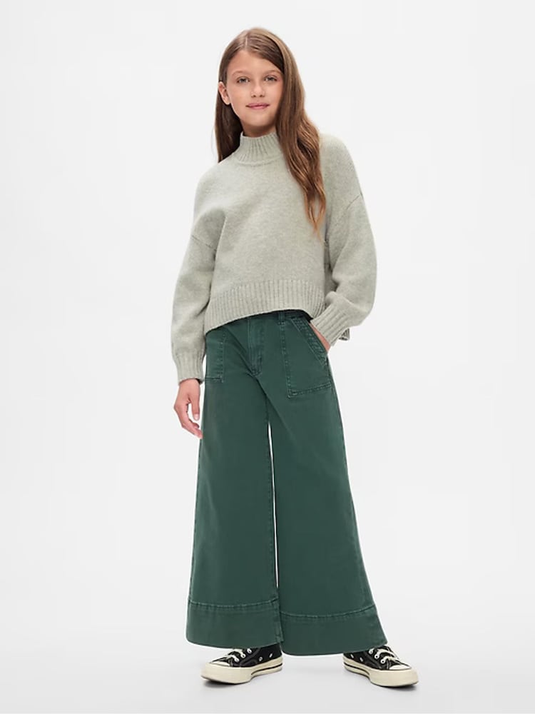 Gap Green High Waisted Wide Leg Ankle Jeans (5-13yrs) - Image 1 of 9