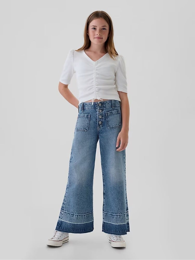 Gap Blue High Waisted Wide Leg Ankle Jeans (5-13yrs) - Image 2 of 7