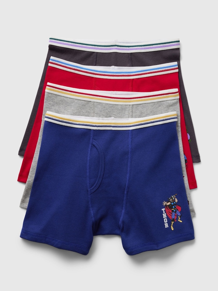 Gap Blue Marvel Cotton Boxer Briefs 4 Pack (4-13yrs) - Image 1 of 1