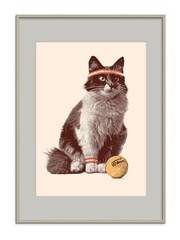 Natural Tennis Cat Framed Wall Art - Image 2 of 2