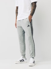 adidas Grey Essentials 3-Stripes Fleece Joggers - Image 1 of 6