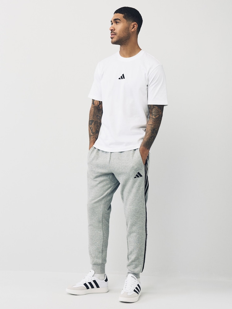 adidas Grey Essentials 3-Stripes Fleece Joggers - Image 2 of 6