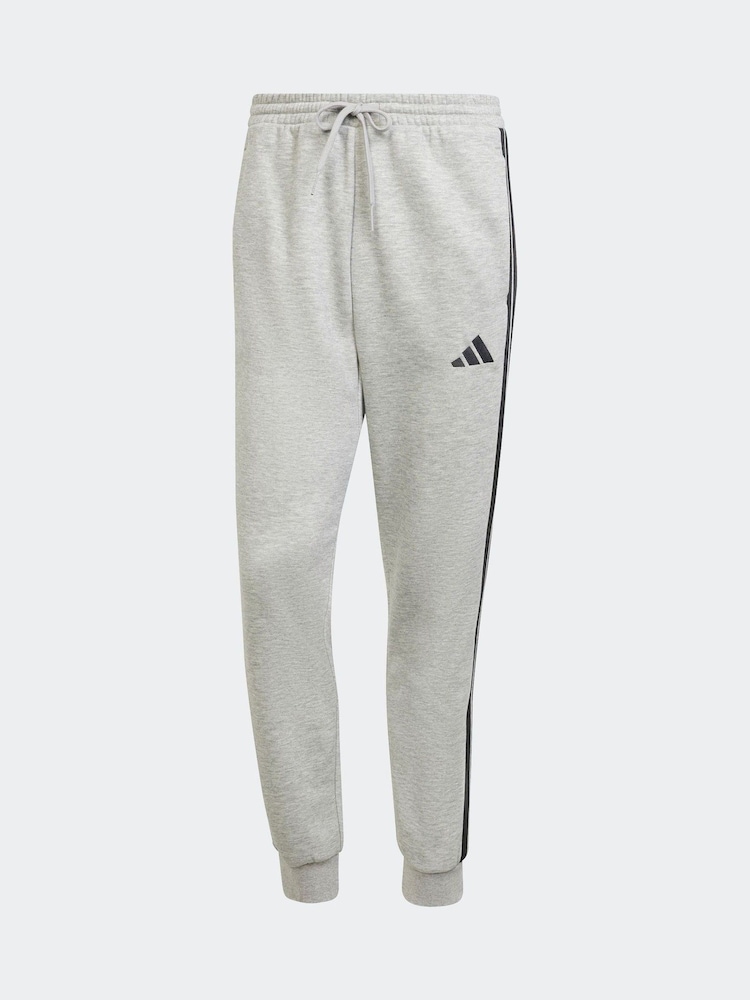 adidas Grey Essentials 3-Stripes Fleece Joggers - Image 6 of 6