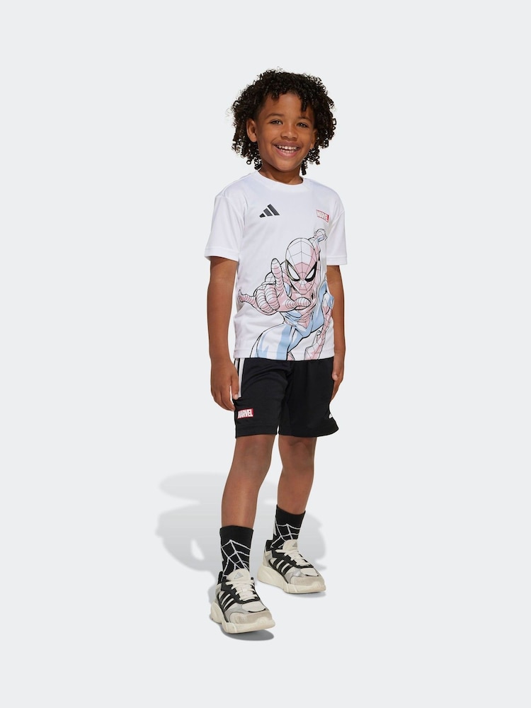 adidas White Spider-Man T-Shirt And Shorts Set - Image 2 of 7