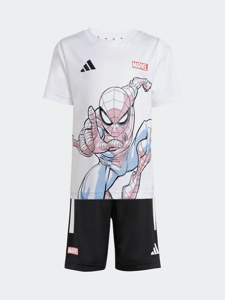 adidas White Spider-Man T-Shirt And Shorts Set - Image 5 of 7