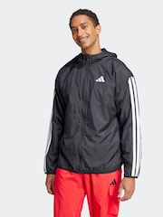 adidas Black Essentials 3-Stripes Windbreaker Jacket - Image 1 of 6