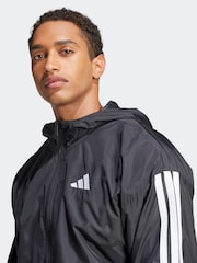 adidas Black Essentials 3-Stripes Windbreaker Jacket - Image 4 of 6