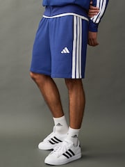 Синий - adidas Essential 3-Stripes French Terry Shorts - Image 2 of 11