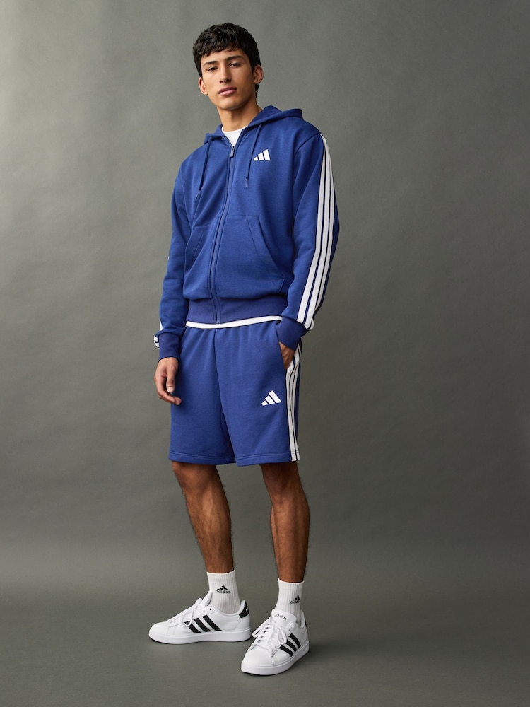 Modrá - Kraťasy z francouzského froté adidas Essential 3-Pruh Úplet - Image 5 of 11