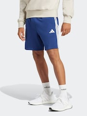Синий - adidas Essential 3-Stripes French Terry Shorts - Image 8 of 11