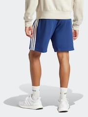 Синий - adidas Essential 3-Stripes French Terry Shorts - Image 9 of 11