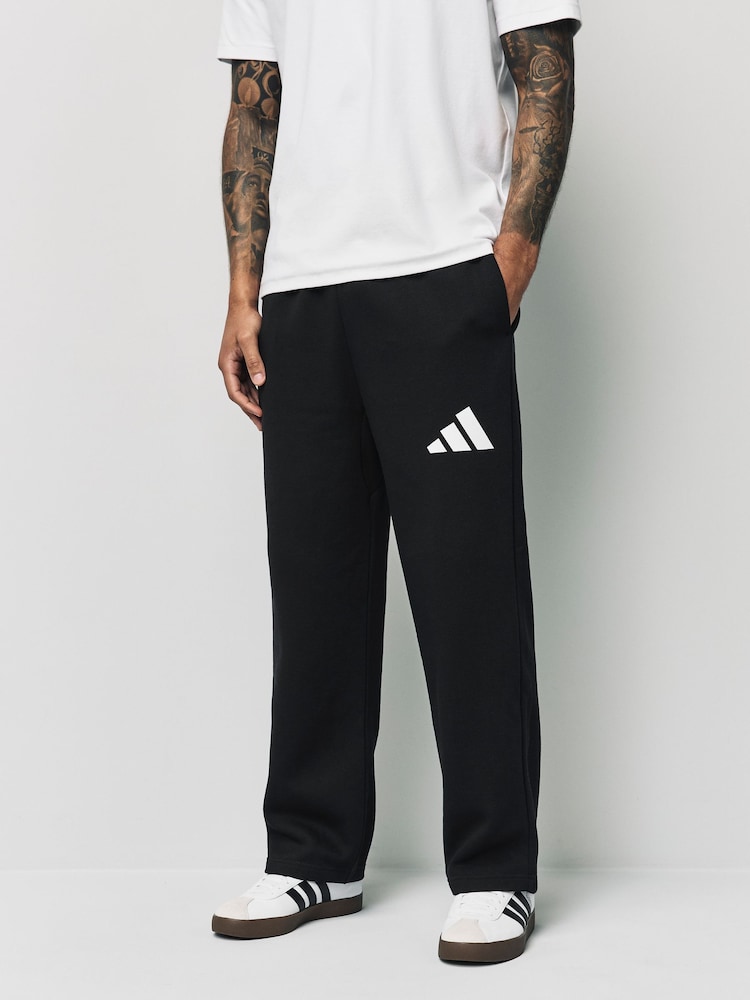 adidas Black Essentials Wide Leg 3 Bar Logo Joggers - Image 1 of 5