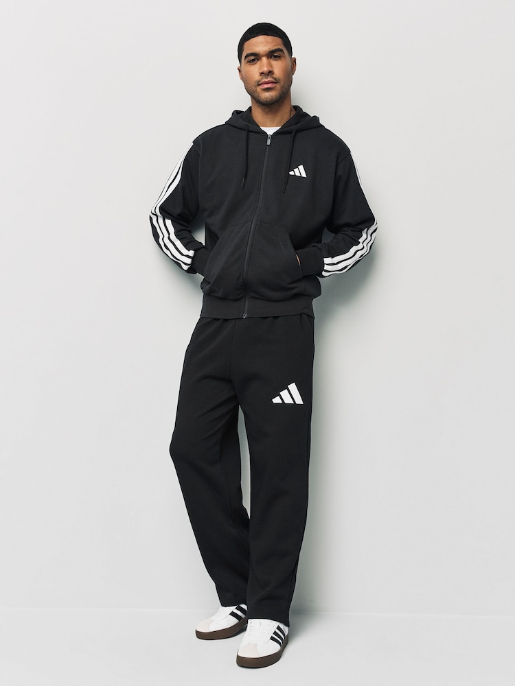 adidas Black Essentials Wide Leg 3 Bar Logo Joggers - Image 2 of 5