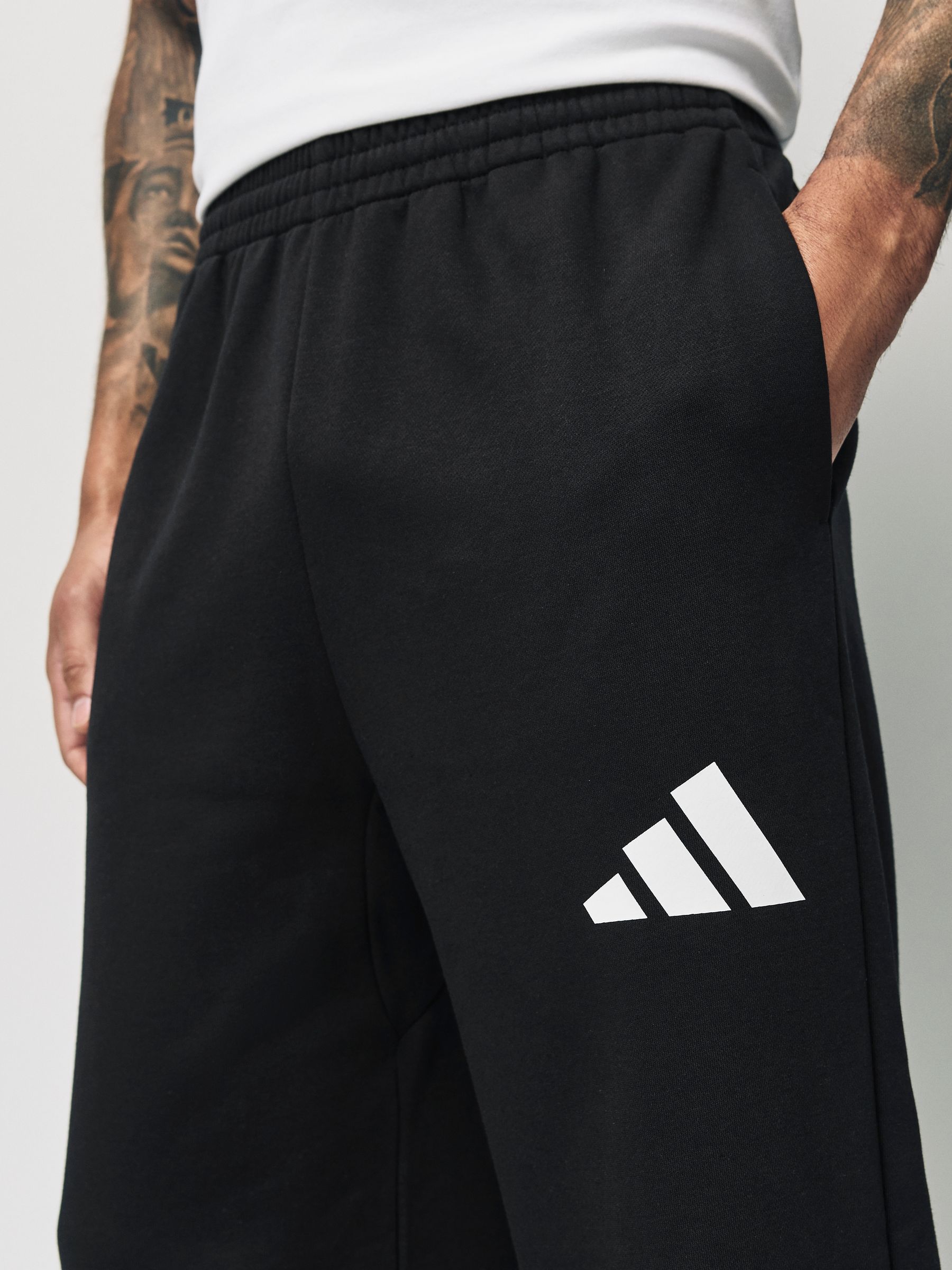 Buy adidas Black Essentials Wide Leg 3 Bar Logo Joggers from Next USA