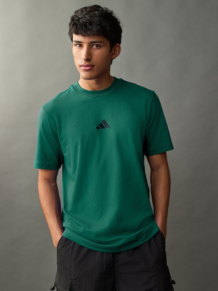 adidas Green Essentials Small Logo Single 100% Cotton Jersey T-Shirt - Image 1 of 7