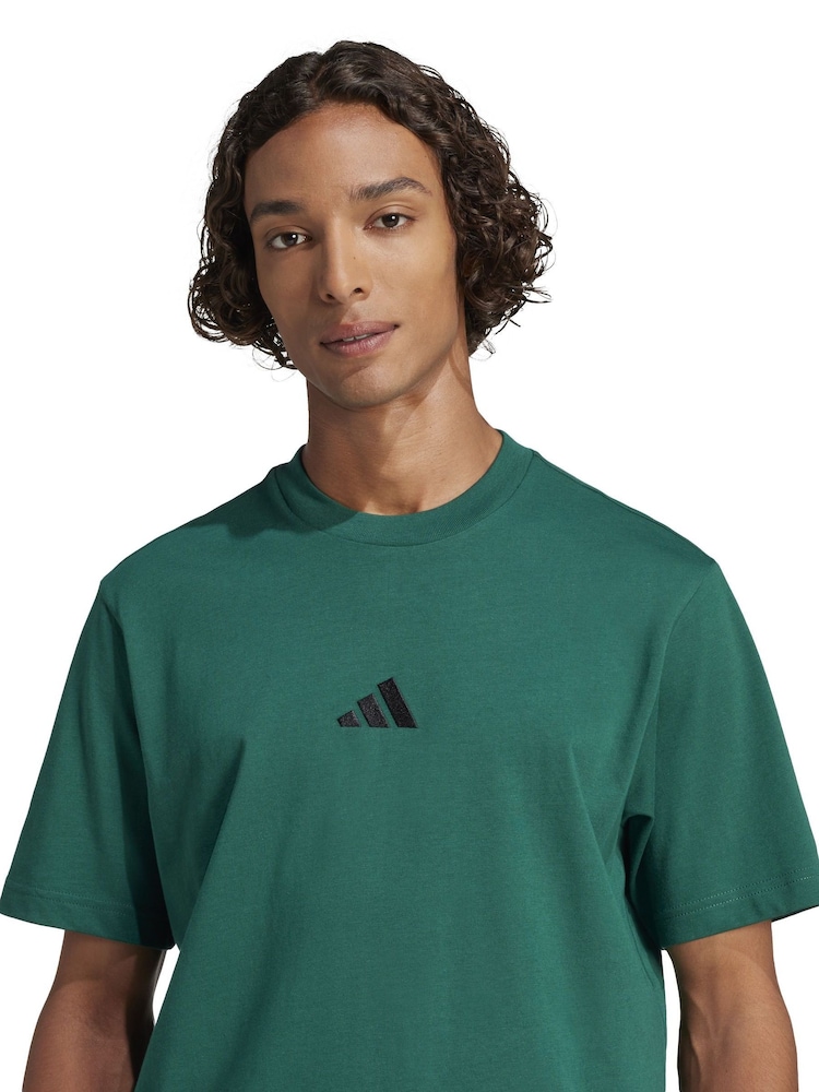 adidas Green Dark Small Essentials Logo Single Jersey T-Shirt - Image 4 of 7