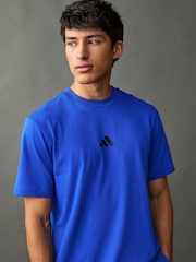 adidas Blue Essentials Small Logo Single 100% Cotton Jersey T-Shirt - Image 4 of 6