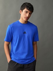 adidas Blue Essentials Small Logo Single 100% Cotton Jersey T-Shirt - Image 5 of 6
