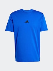 adidas Blue Essentials Small Logo Single 100% Cotton Jersey T-Shirt - Image 6 of 6