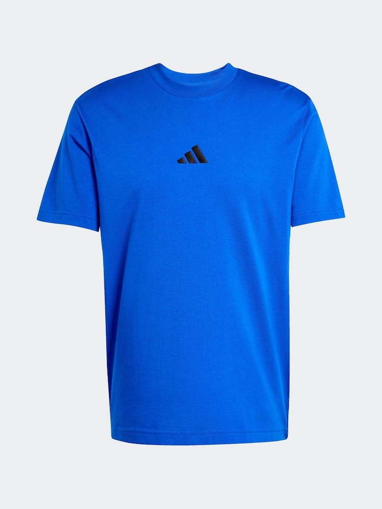 adidas Blue Essentials Small Logo Single 100% Cotton Jersey T-Shirt - Image 6 of 6