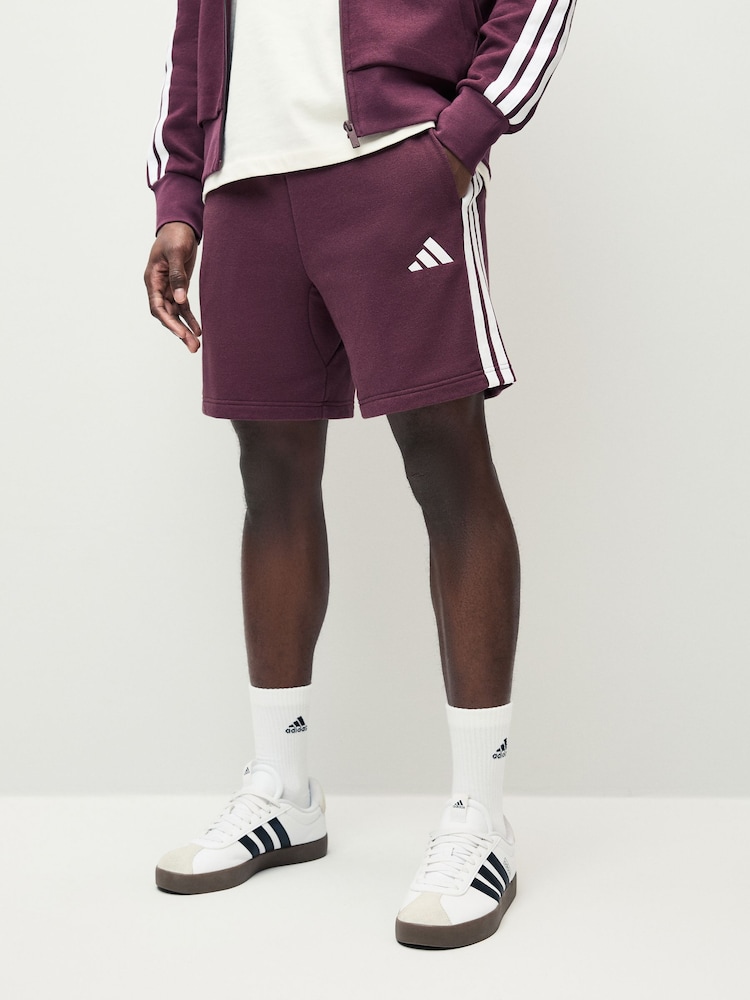 adidas Red Essential 3-Stripes French Terry Shorts - Image 1 of 5