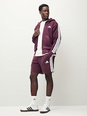 adidas Red Essential 3-Stripes French Terry Shorts - Image 2 of 5