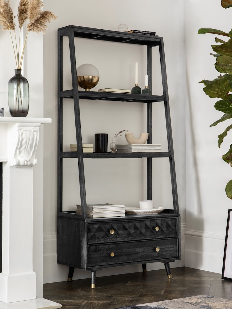 Black Lloyd Mango Wood Storage Ladder Shelf - Image 1 of 7