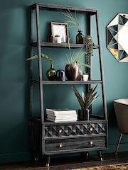 Black Lloyd Mango Wood Storage Ladder Shelf - Image 2 of 7